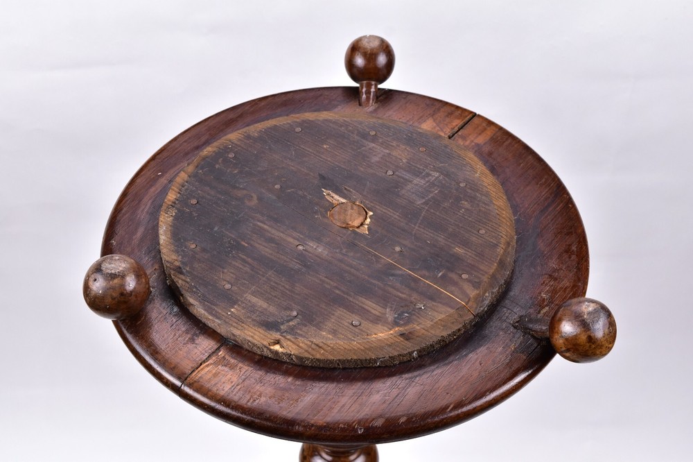 Antique Walnut Side Table with Micro Beaded Top Hand Needlework