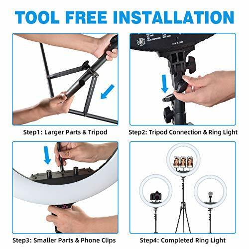 18" Ring Light, Cshidworld Dimmable LED Light Kit with Wireless Remote...