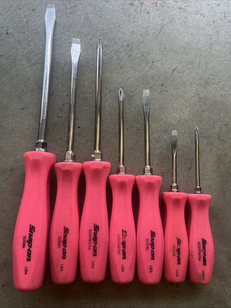Snap-on Tools 7pc PINK Hard Grip Combination Screwdriver Set SDDX70APP