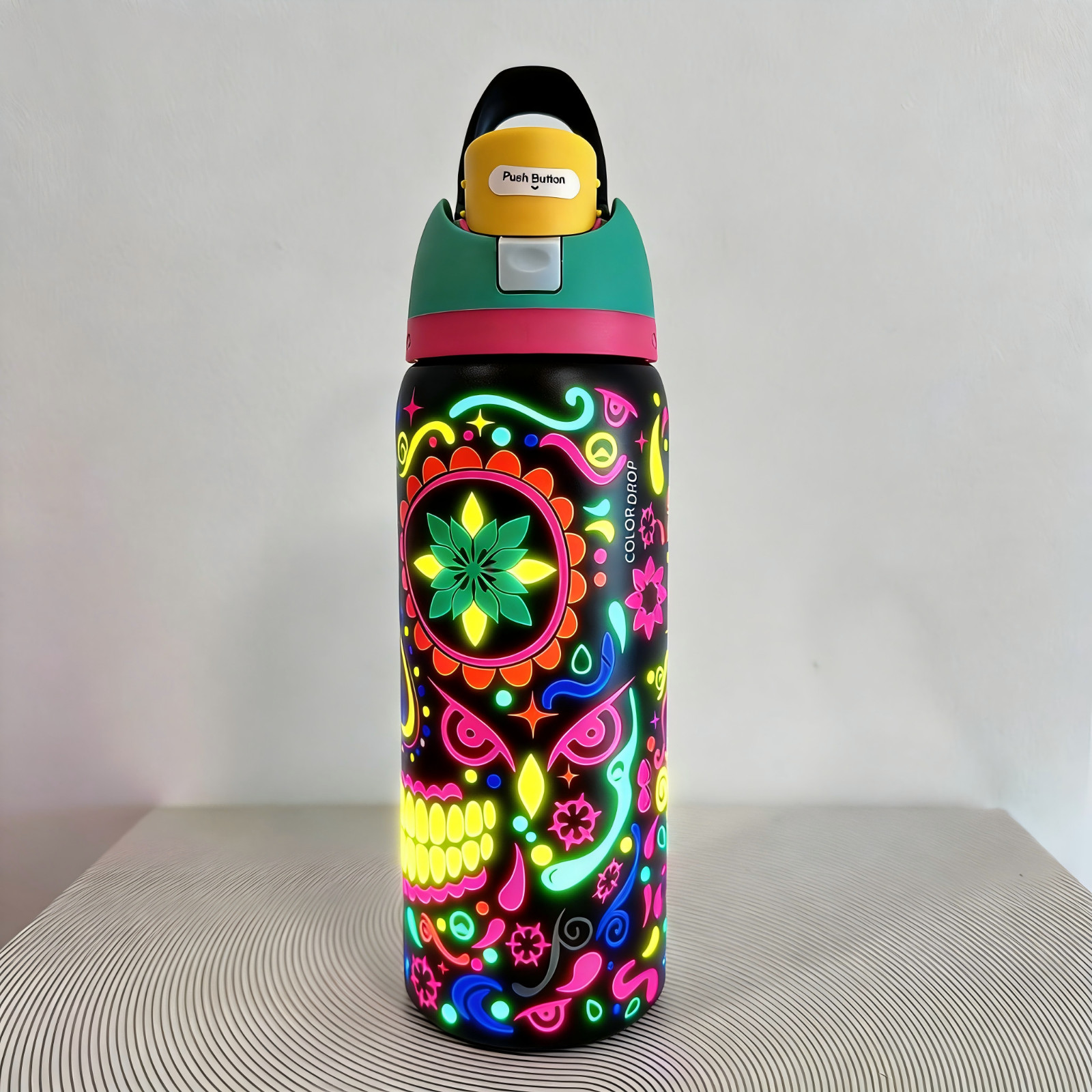 Owala Free Sip 32oz Stainless Steel Water Bottle - Sugar Skull