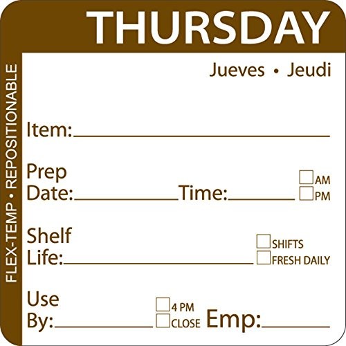 HUBERT® Thursday Labels Brown Flex-Temp Repositional - 2" Square