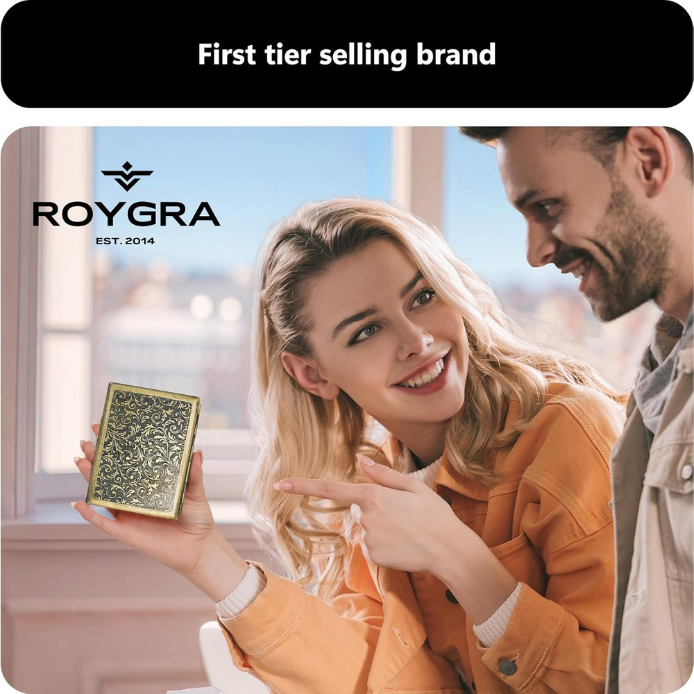 Roygra Cigarette Case, Spring Switch 20 Capacity Cigarette Holder Case for Men W