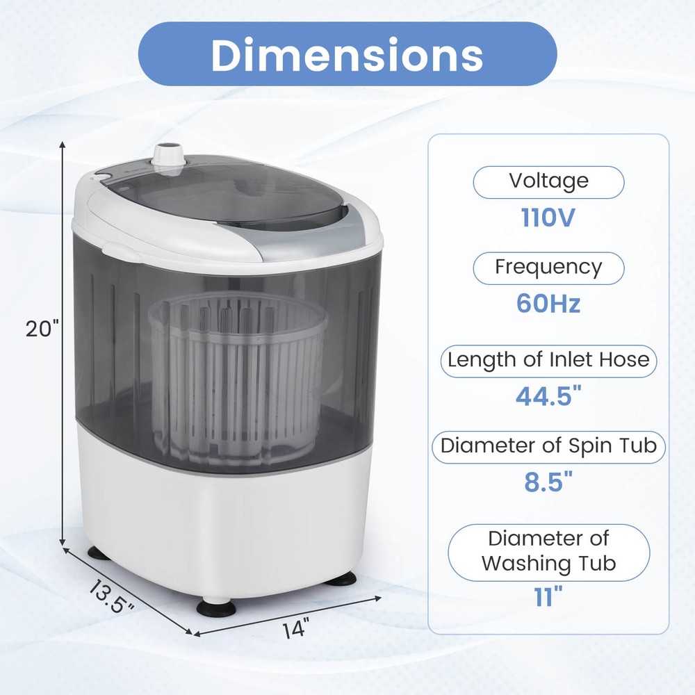 Portable Mini Washing Machine w/ Rotary Controller 5.5 lbs Washing Capacity