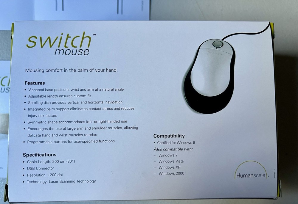 Humanscale Switch Ergonomic Adjustable Computer Mouse New In Factory Package