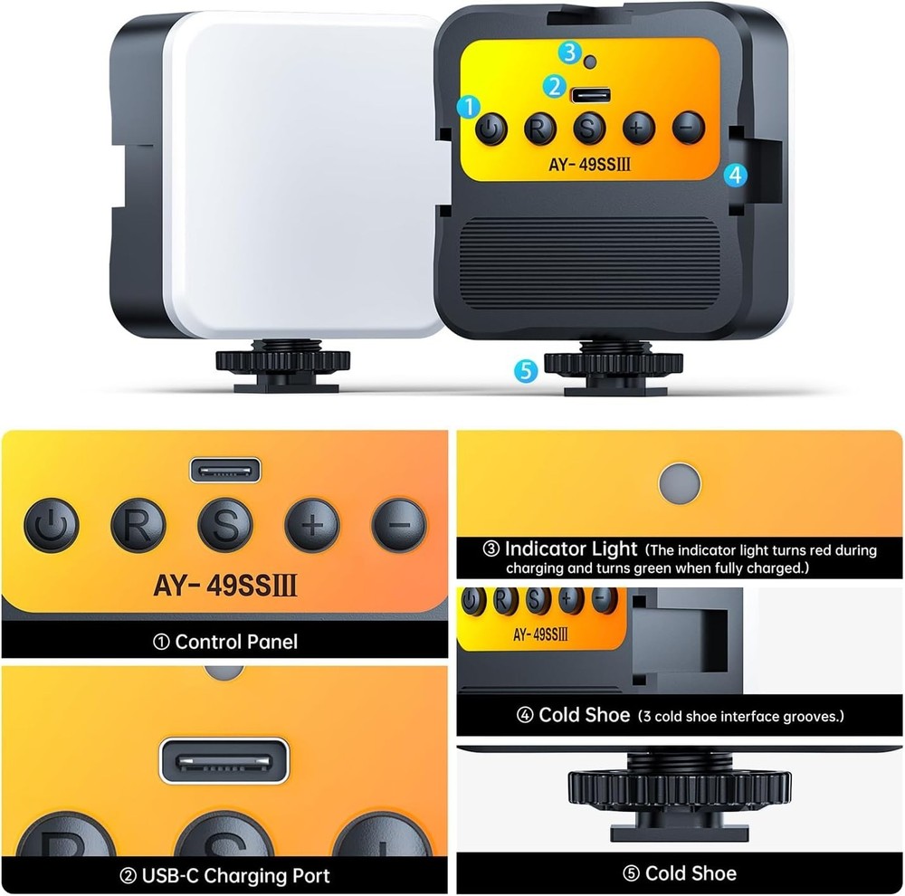 Cold Shoe Camera Light: Adjustable Color Temperature for Perfect Selfies & Vlogs