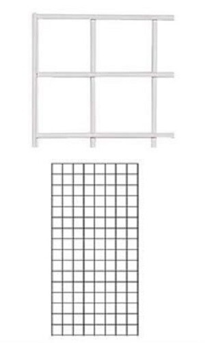 Wire Grid Panel 2' x 4' with 4 Wall Mounts White Retail Display Craft Gridwall