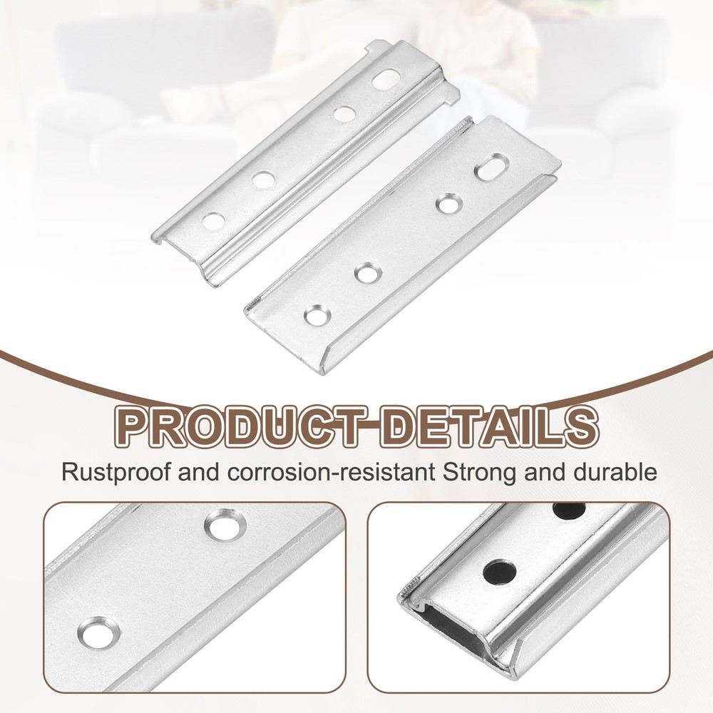 2Pcs Sectional Couch Connectors, t Sofa Connector Bracket (120mm, Silver)