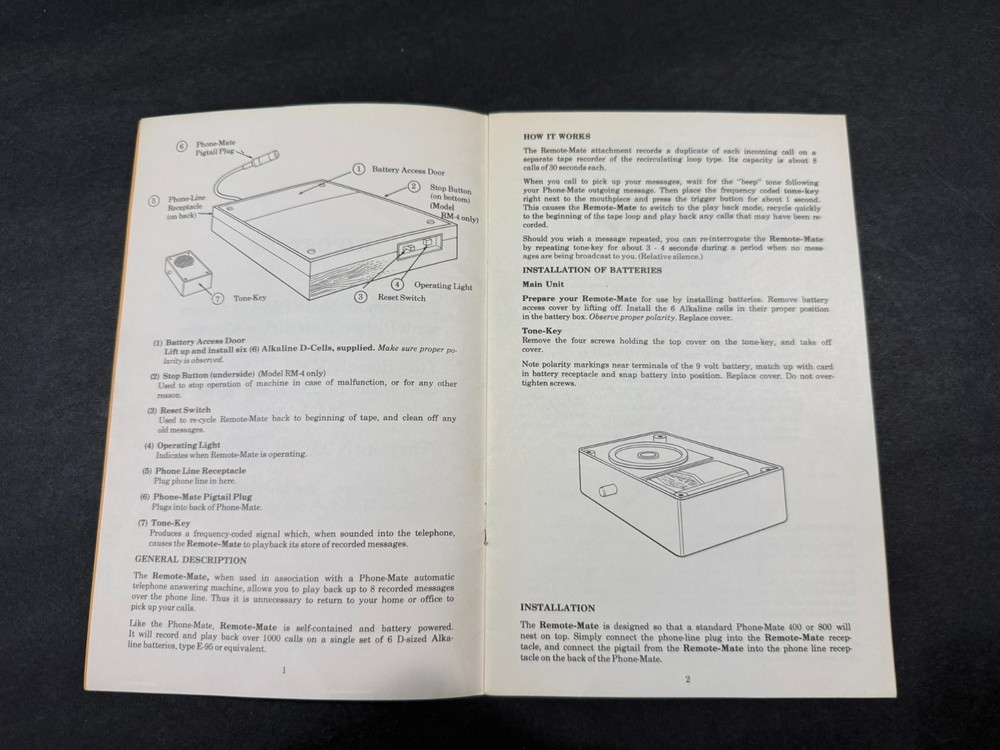 Phone-mate 400 Answering Machine Instructions & Brochure