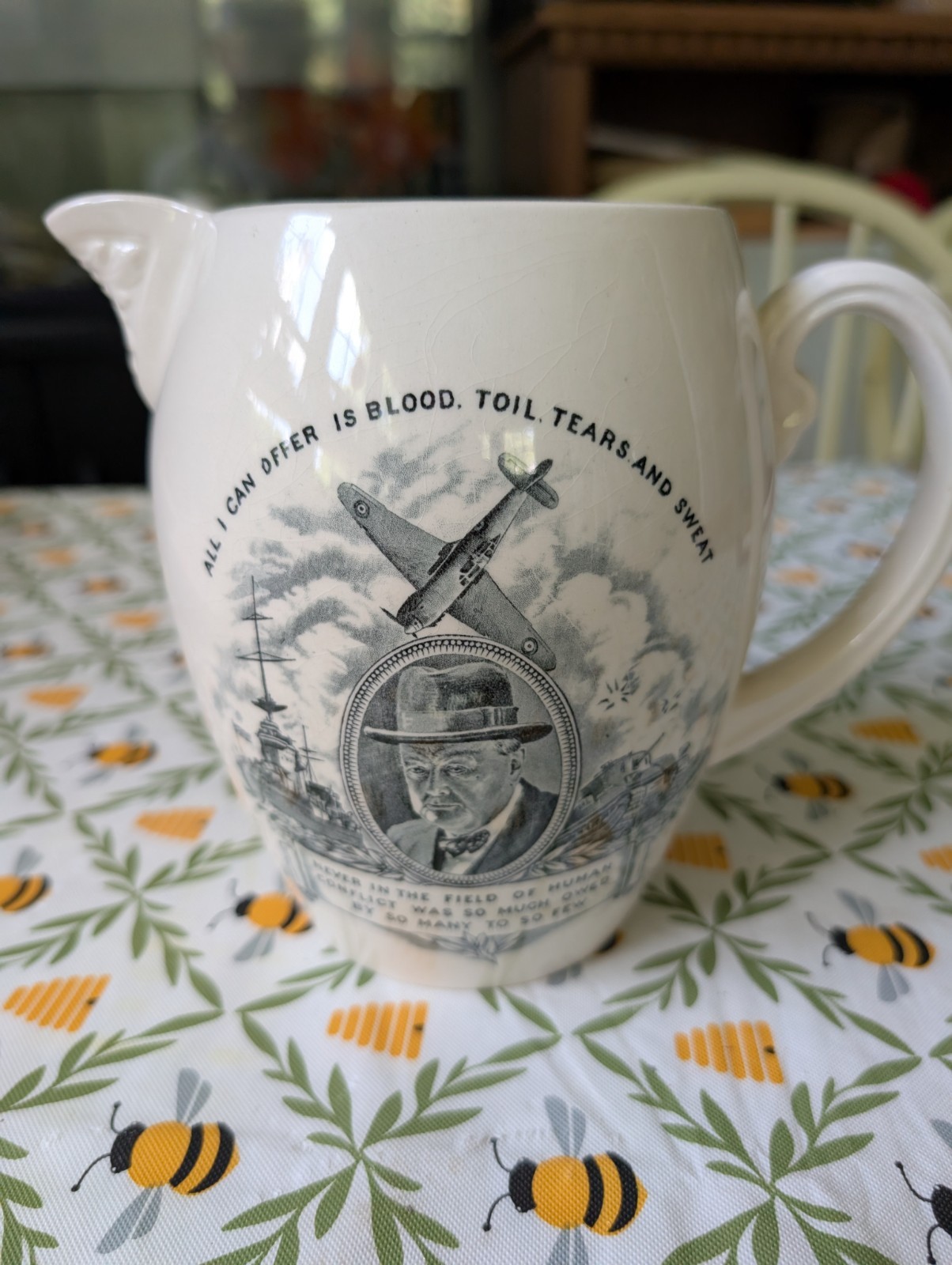 1941 COPELAND SPODE CHURCHILL  WORLD WAR PITCHER  WWII