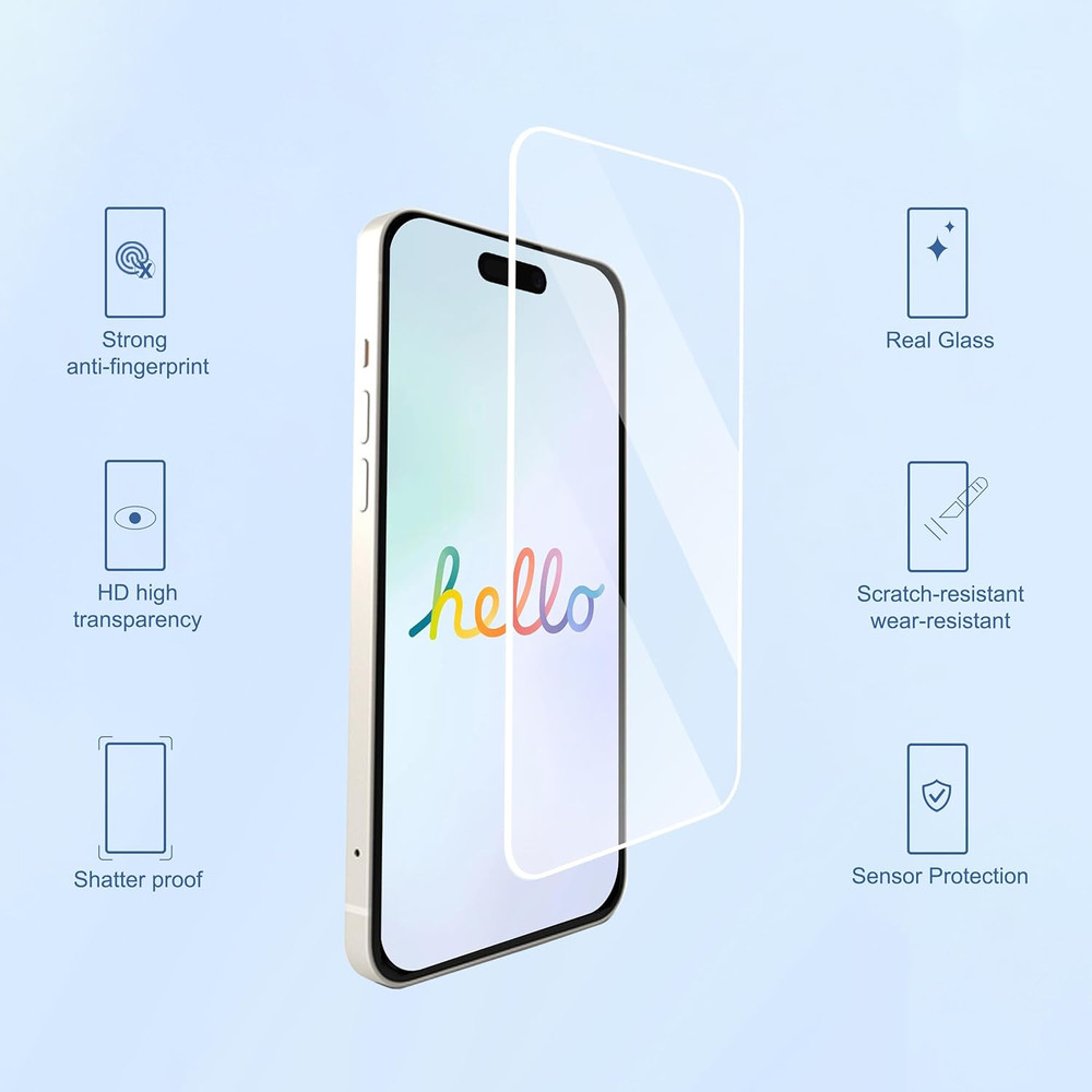 Ailun 3-Pack Screen Protector for iPhone 16/17 Pro with Installation Frame