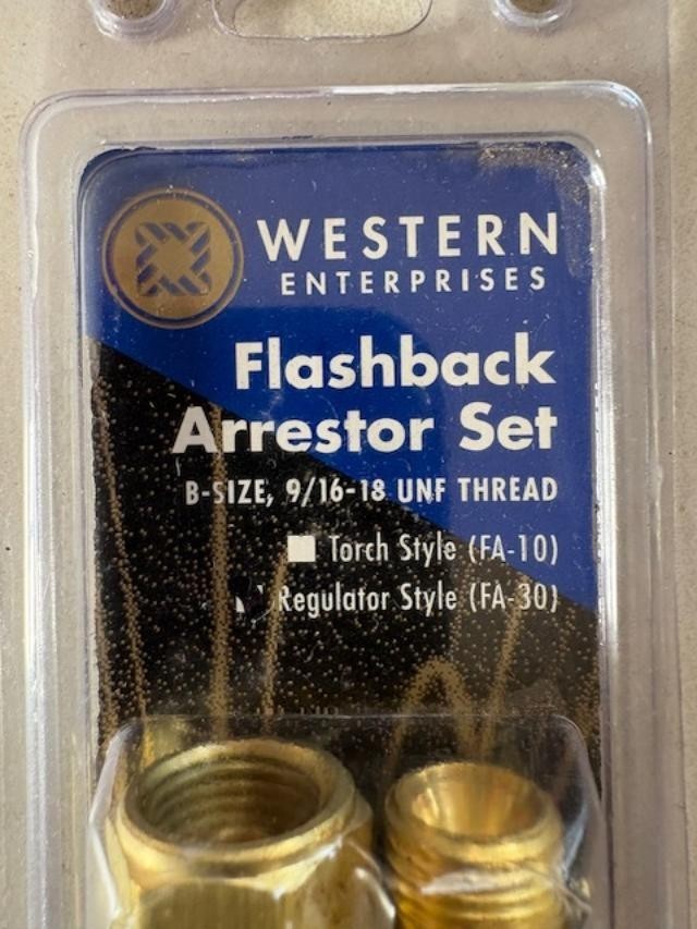 Western Enterprises Flashback Arrestor Set B-SIZE 9/16" -18UNF THREAD USA