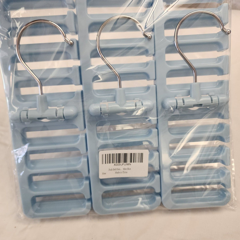 24 Belt Hanger Organizer, Necktie Holder Multi-function Rack Organizer, Blue