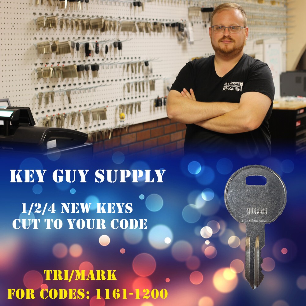 1161-1200 keys for Trimark RV Camper locks. key cut to code, Licensed Locksmith.