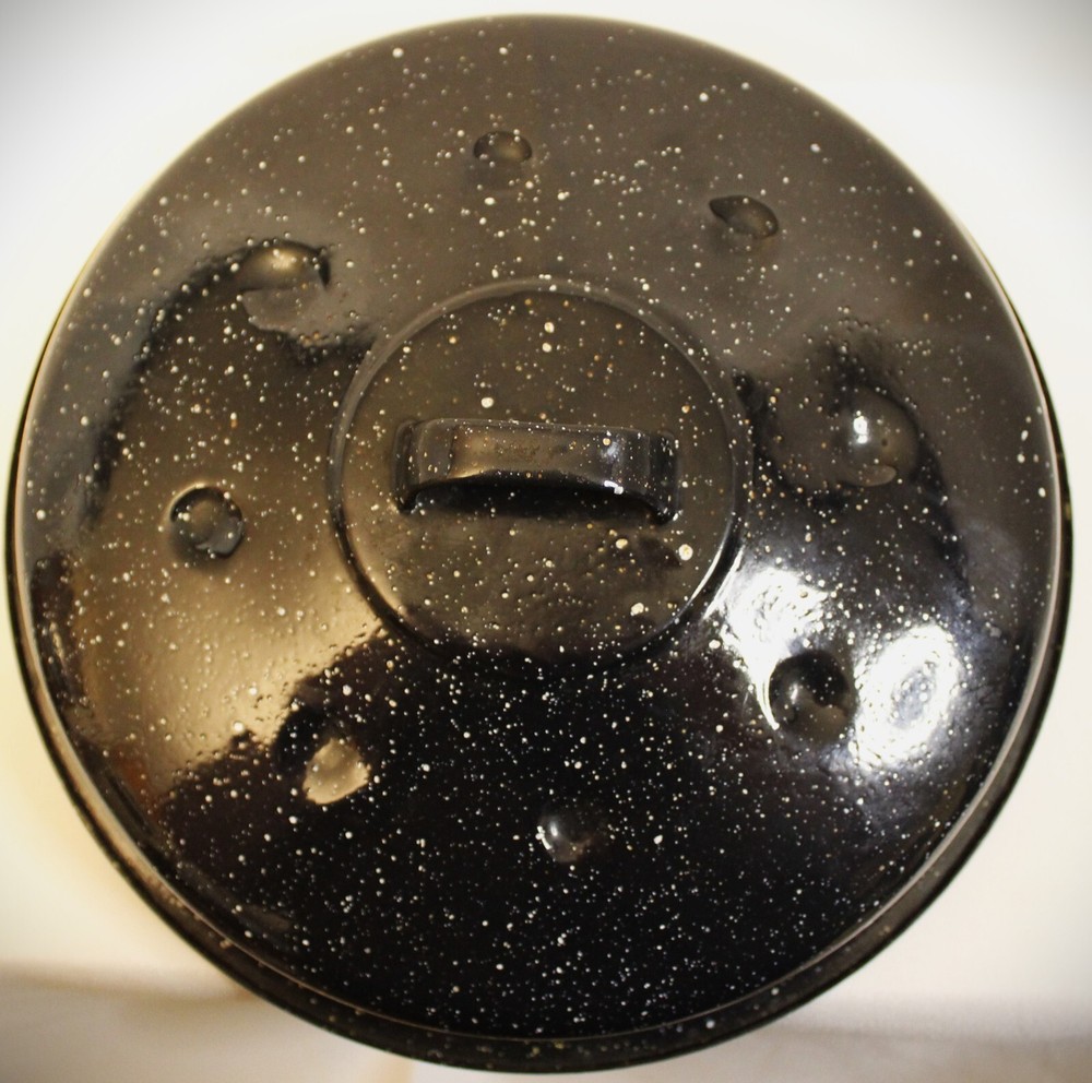 Black Enamelware Round Roaster Replacement Lid ONLY 9 1/8" Diameter