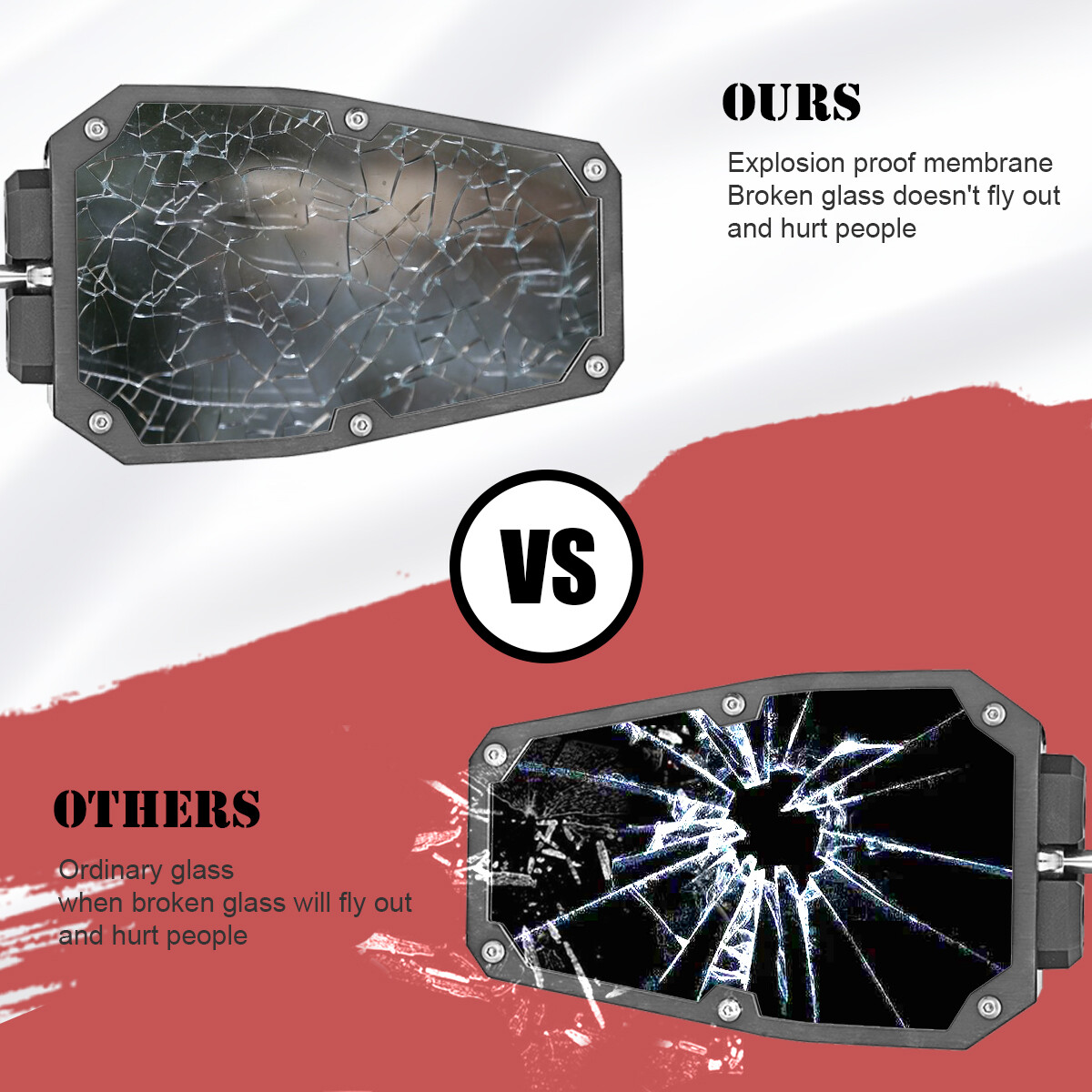 UTV Side View Mirrors w/ LED Spot Light For 1.75"-2" Can am maverick x3 RZR 1000