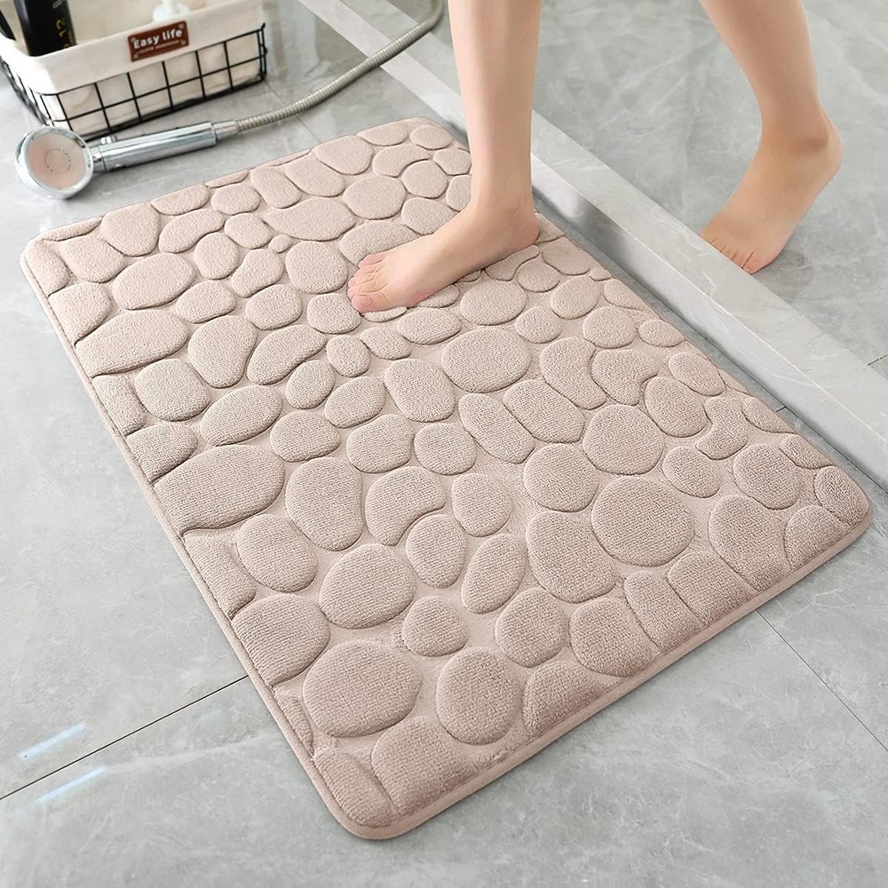 YIHOUSE Memory Foam Bath Mat 1'5 x 2' (Rectangular), Khaki