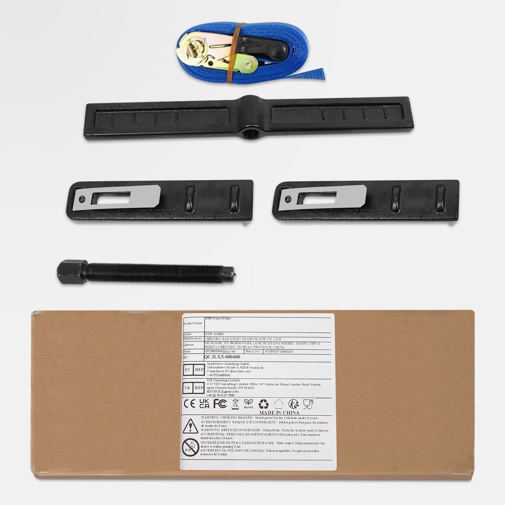 Drive Wheels Puller Drum Brake Hub Puller Steel Puller Black w/ Blue Nylon Strap