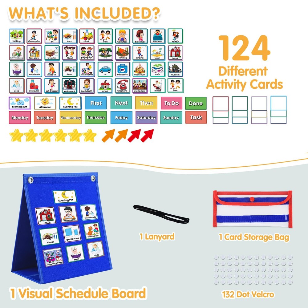 ALSLEA Visual Schedule Autism Kids Chore Chart Daily Routine 124 Cards