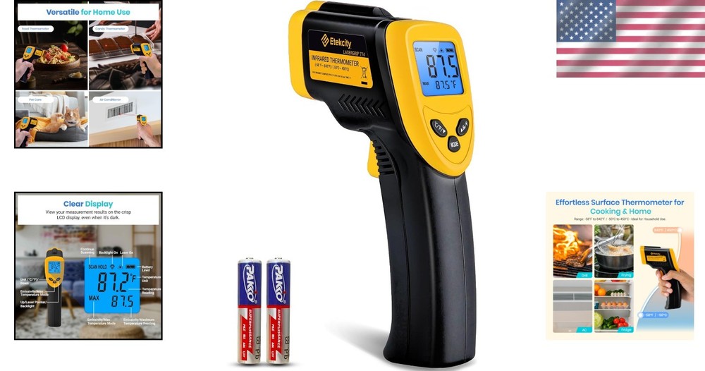 Non-Contact Laser Thermometer: Culinary Tool for Safe Temperature Checks - 842F