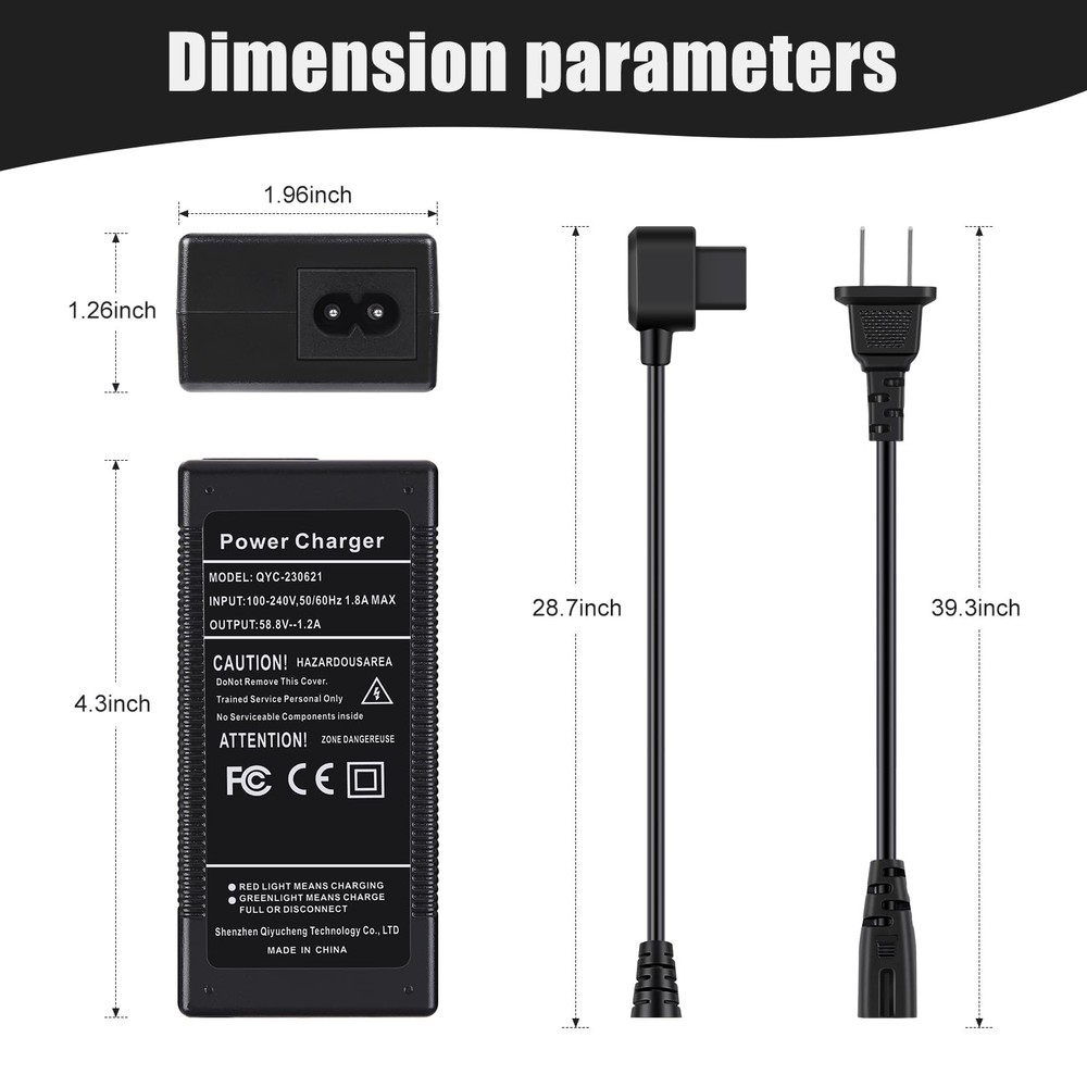 58.8V 1.2A 70W Charger Replacement for Ninebot S-Plus/Mini Plus/S Plus/Mini-Plus
