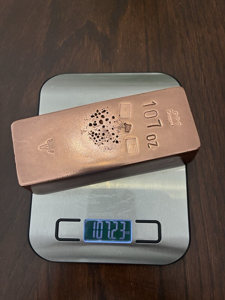 hand poured copper bar 107 Ounces