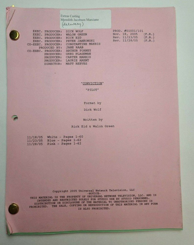CONVICTION / Rick Eid & Walon Green 2006 TV Script, Pilot Episode