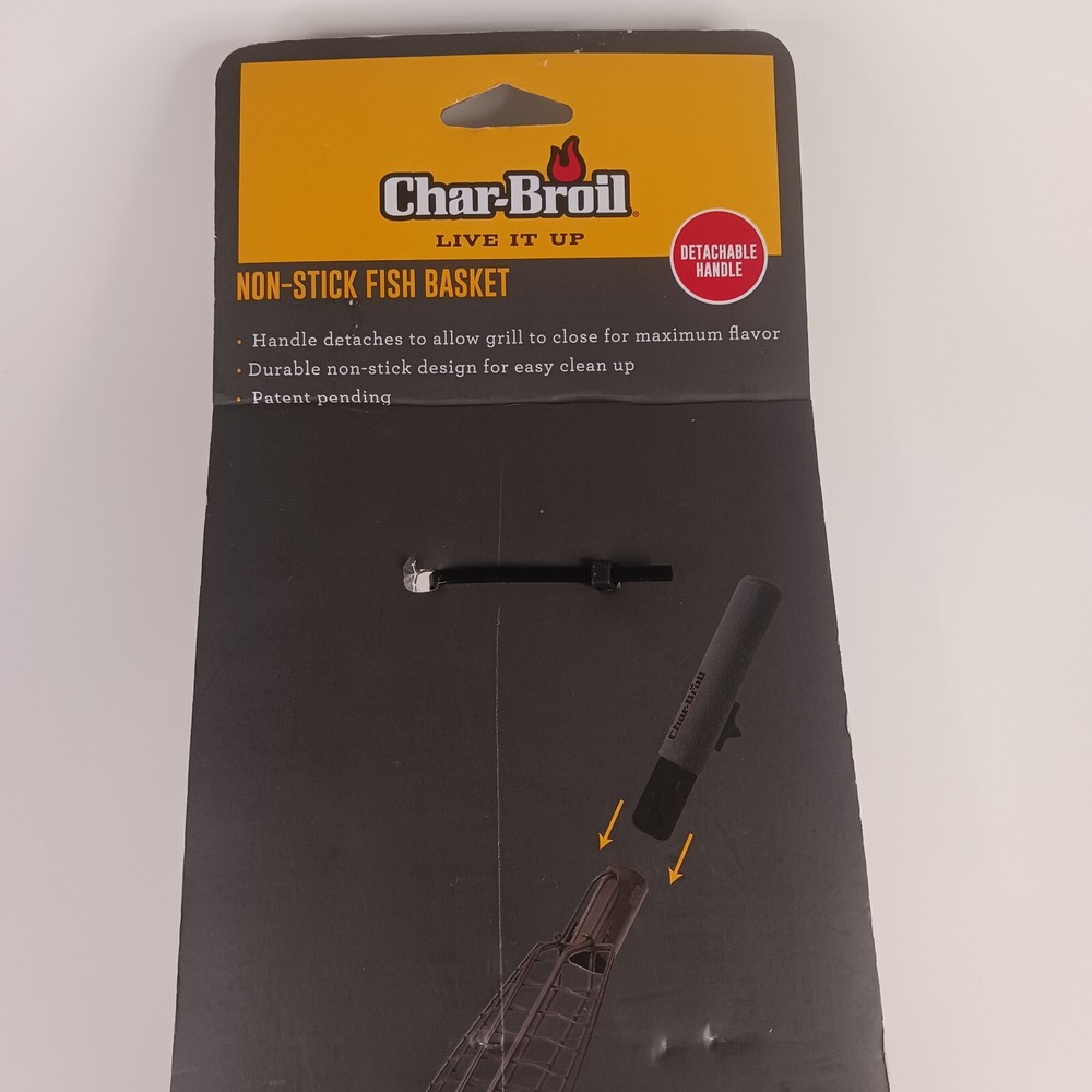 Char-Broil Non Stick Fish Basket Grill Basket Detchable Handle