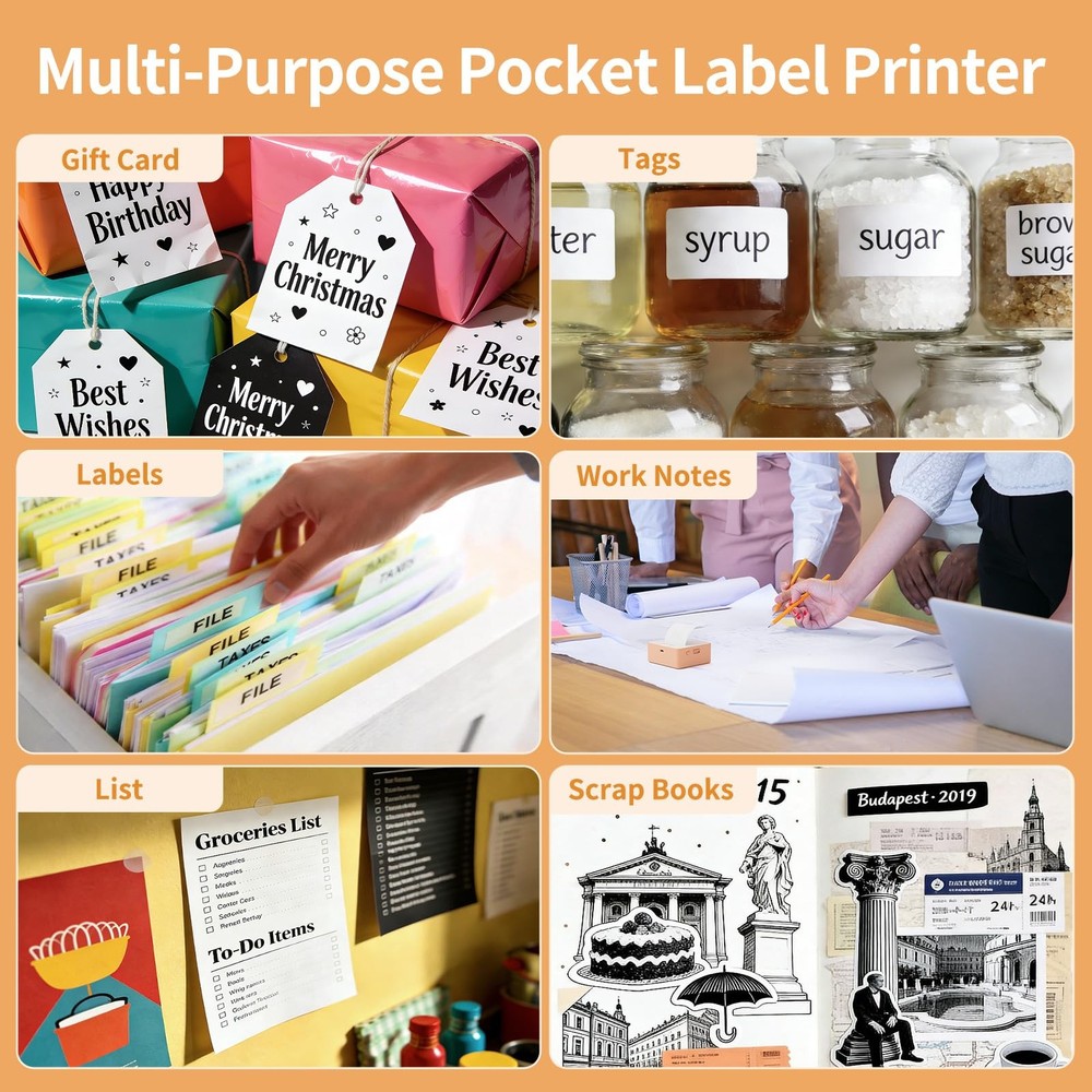 S2 Mini Sticker Maker, Portable Label Printer with 1 Roll Sticker Paper, Idea...