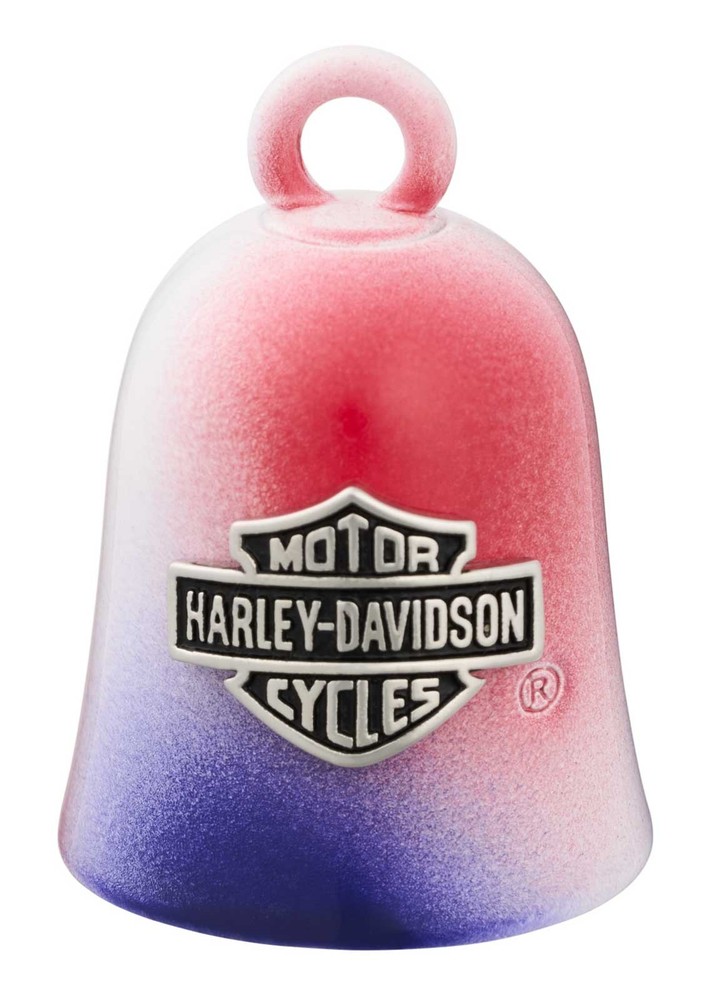 Harley-Davidson Bar & Shield Sprayed Red/White/Blue Ride Bell, Silver Finish