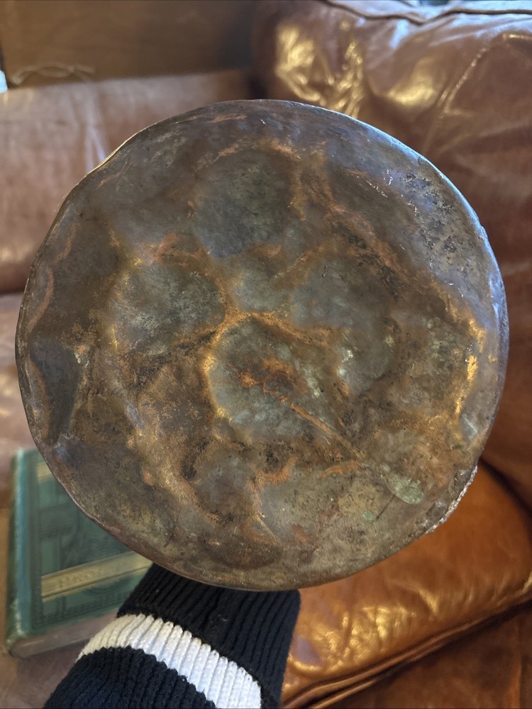 Antique Middle Eastern Hand Hammered Tinned Copper Ewer