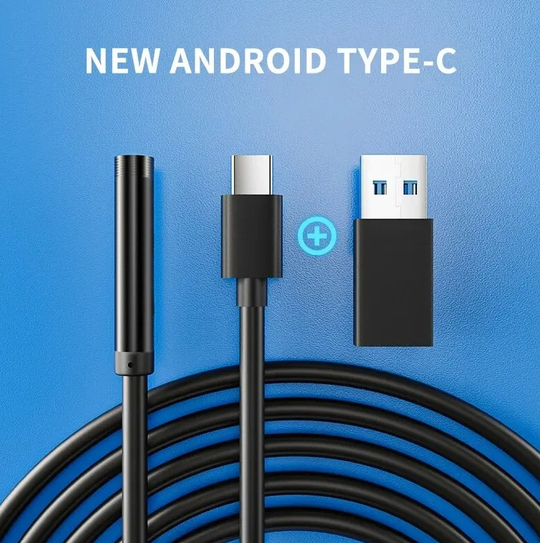 1pc 7mm USB Type-C Endoscope Camera IP67 Waterproof 6LED Borescope Android - NEW