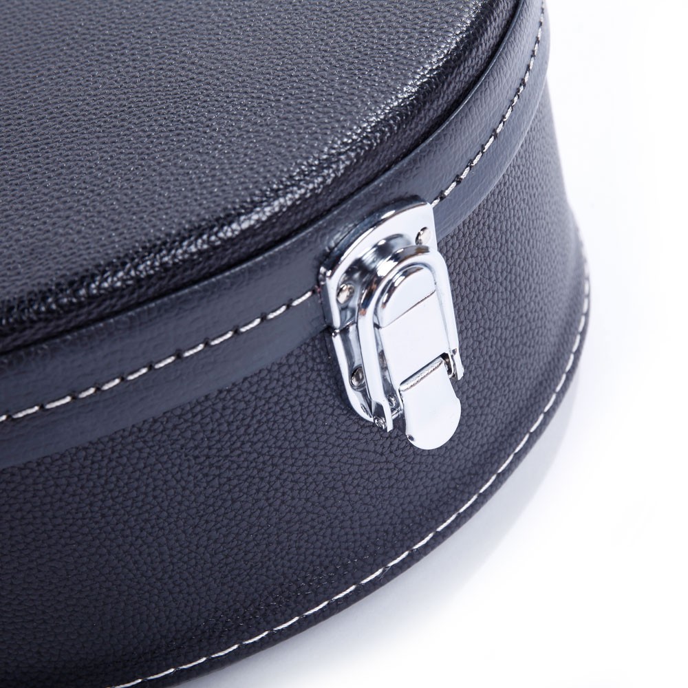 Hardshell A-Style Microgroove Pattern Leather Wood Mandolin Case Black