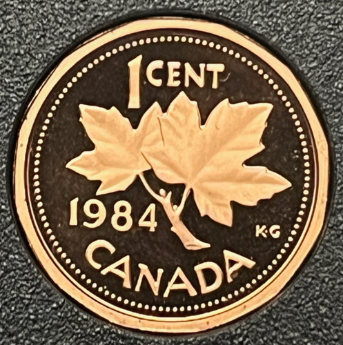 CANADA 1984 Uncirculated PROOF Maple Leaf 1 One Small Cent plucked from Mint Set