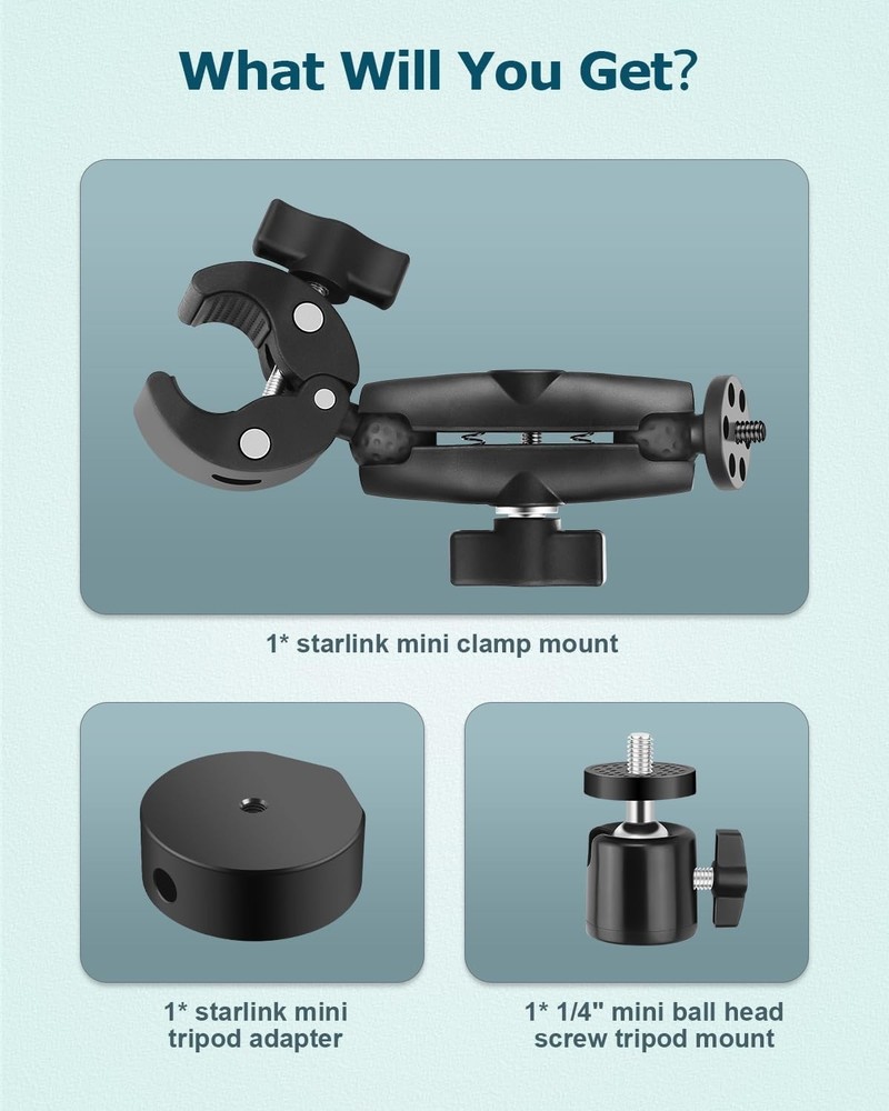 Starlink Mini Mount: Adjustable Clamp & Tripod Adapter for Ultimate Flexibility