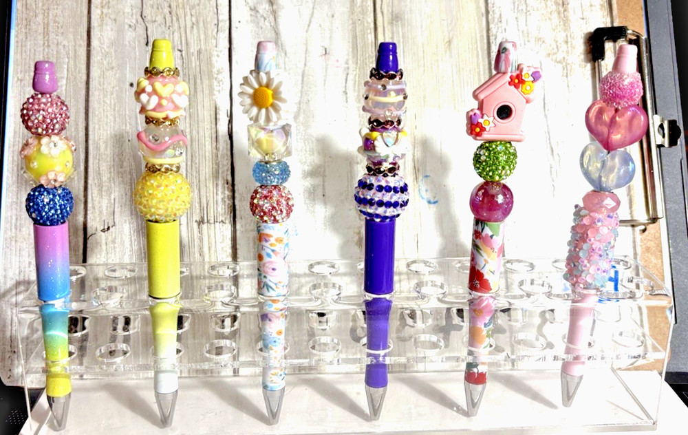 6 Handcrafted  FANCY Beaded Pens-