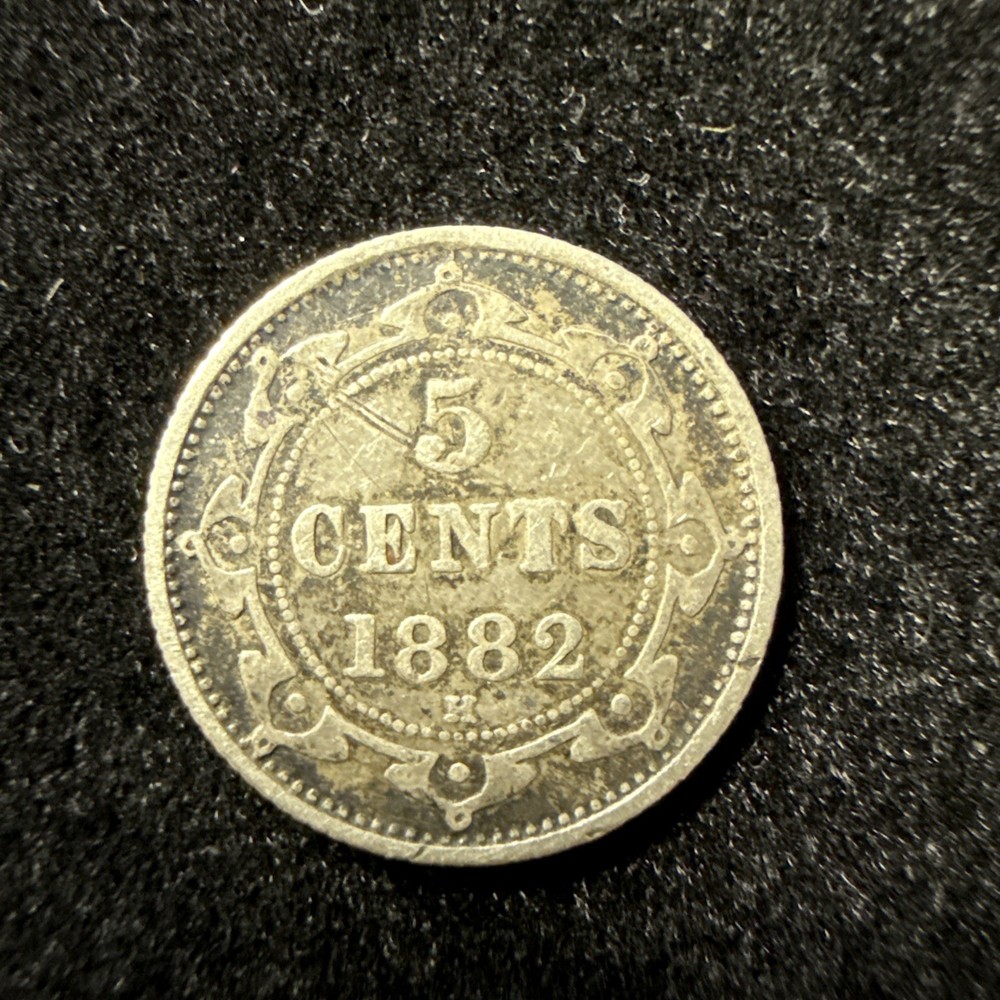 1882-H Newfoundland Five Cent Silver Coin 5C A5