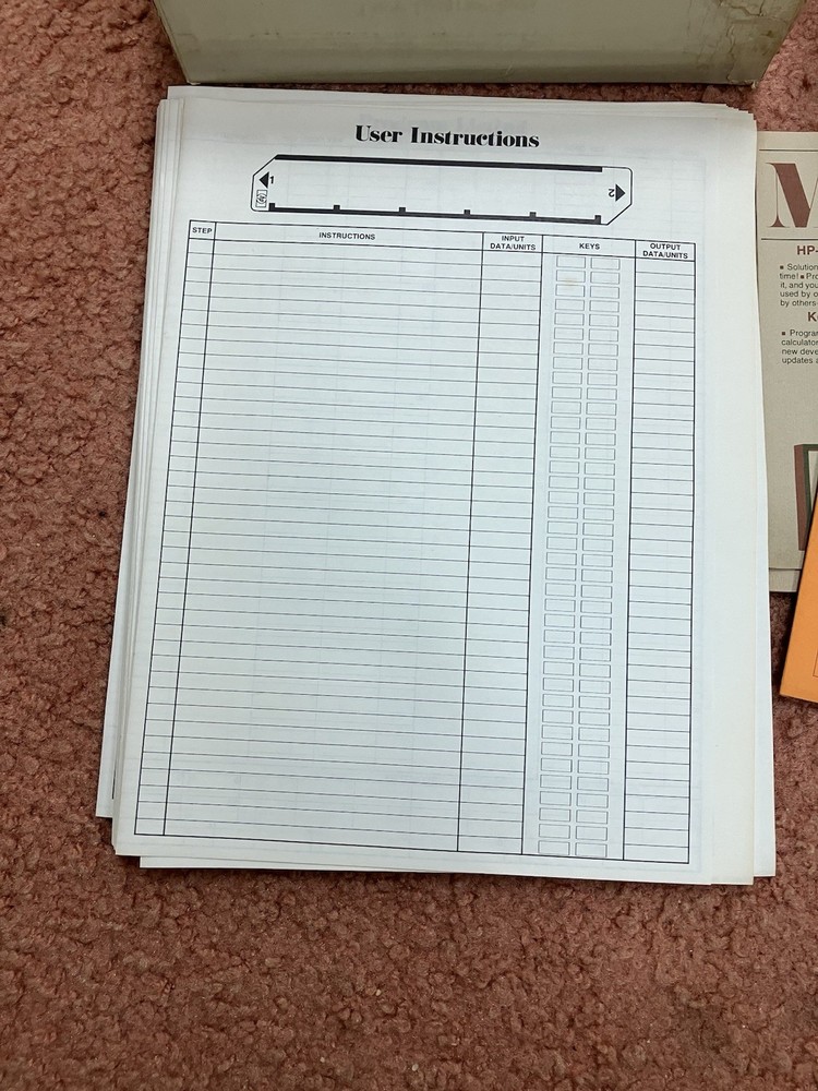 HP-67 CALCULATOR PROGRAMMING PAD AND ORIGINAL BOX - ONLY