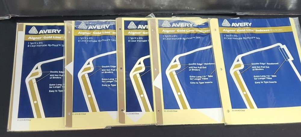 Avery Clear Insertable Rip-Proof Extra Long Tabs Lot of 5 (Missing some Tabs)