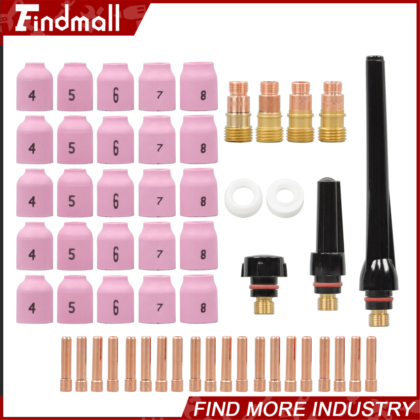 Findmall 58 Pack TIG Welding Torch Kit 040"~1/8" Gas Lens Setup For WP-9/20/25
