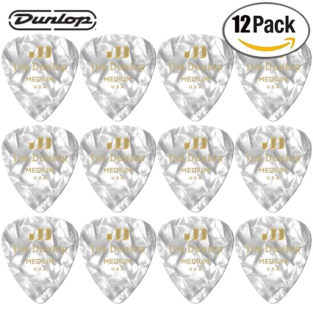 12-PACK Dunlop 483P04MD Medium White Pearloid Player's Pack Guitar Picks
