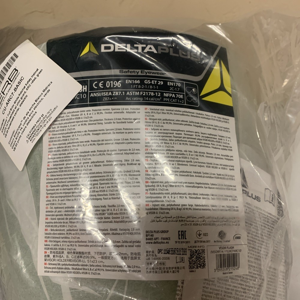 DELTA PLUS WELCUARC7BASIC Arc Protection Full Brim Helmet VB-65 Face Shield NEW