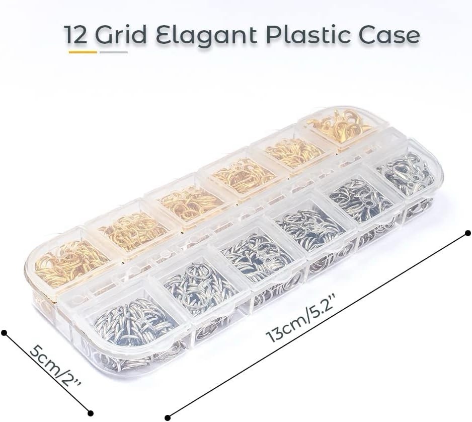 1200pcs Open Jump Rings and Lobster Clasps Jewelry Fixing Kit With Tools Gold/si