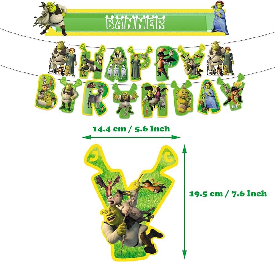 Shrek Theme Kids Birthday Party Decorations Set,Balloons Banner Cake Toppers NEW
