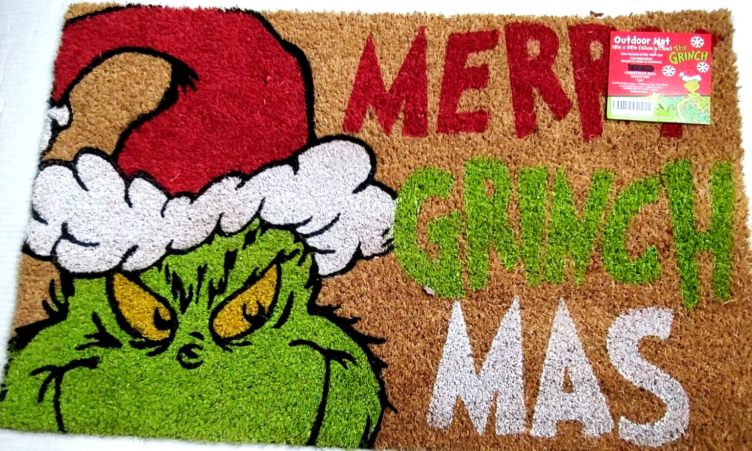 Christmas The Grinch 18"x28" Coir "Merry Grinch Mas In/Out Door Mat New
