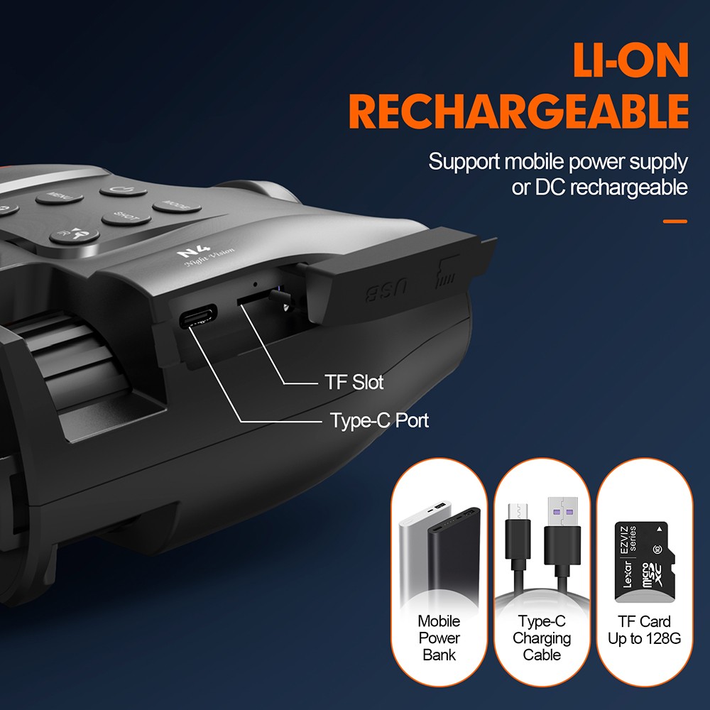 Head-Mounted 1080p Night Vision Goggles Rechargeable Hands 5X Digital Zoom