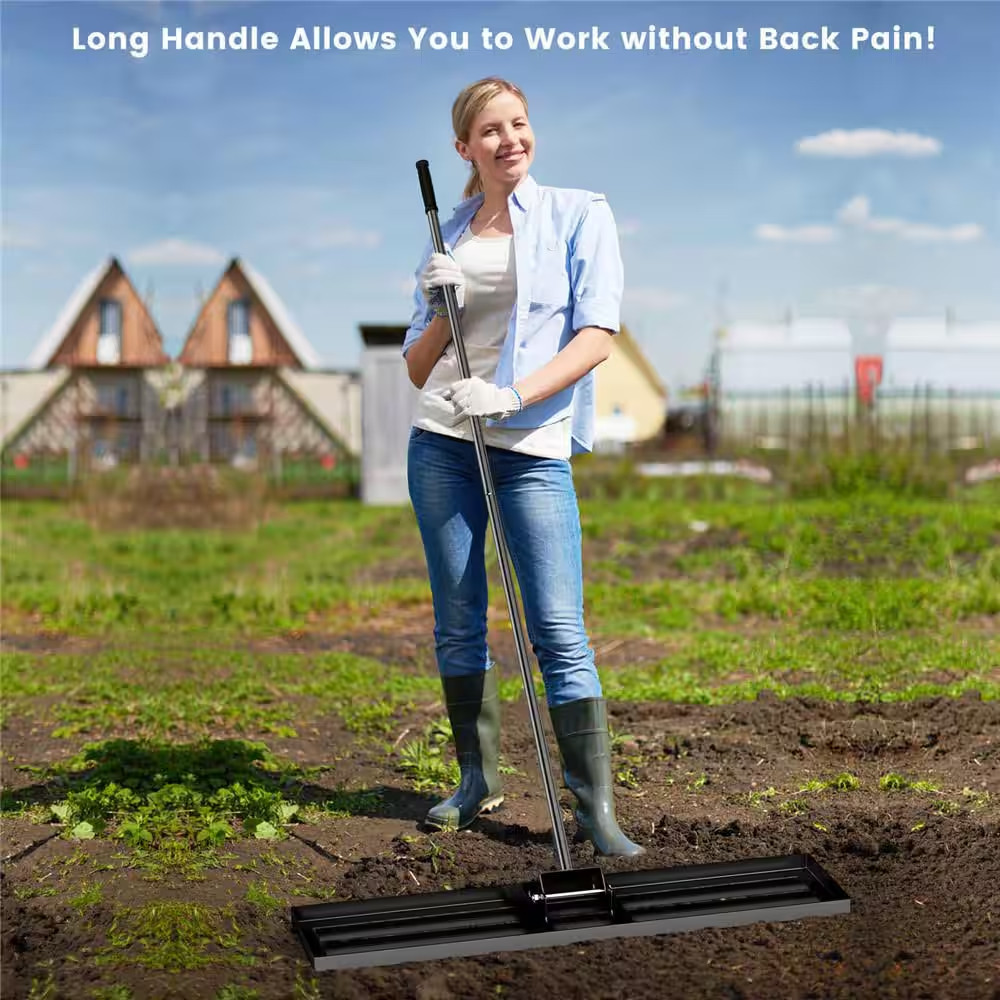 Lawn Leveling Rake 67 In. X 42 In. X 10 In. Heavy Duty Level Lawn Tool for Garde