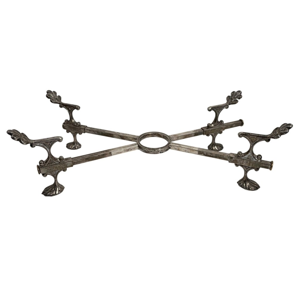 Antique Georgian Silver Plated Adjustable Dish Cross Trivet Stand Signed Italy