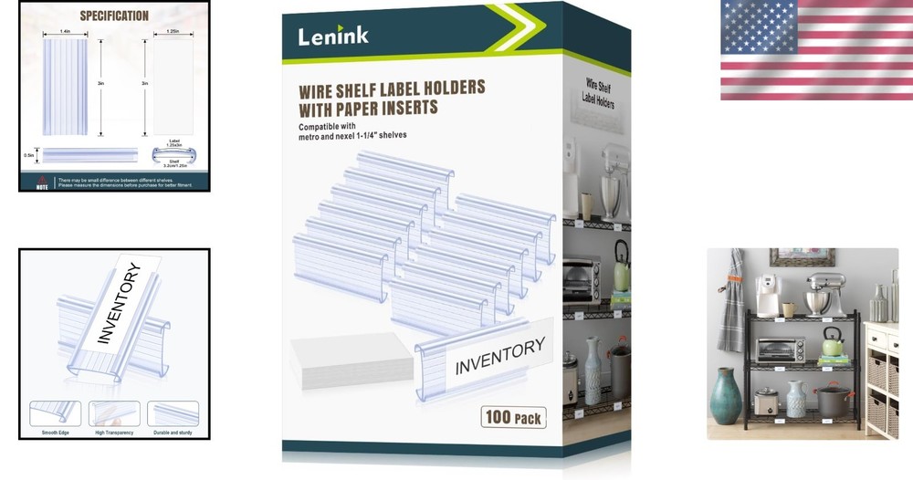 100Pcs Clear Wire Shelf Label Holders with Inserts for Effortless Organization