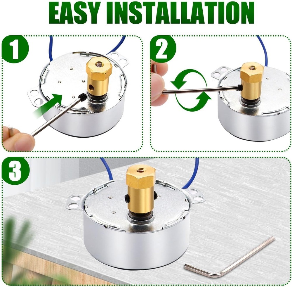 Efficient 4W AC Synchronous Turntable Motor with Quick-connect Cord & Coupling