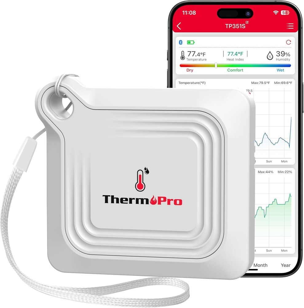 Bluetooth Thermometer Hygrometer with 260FT Range & 2- Data Logging